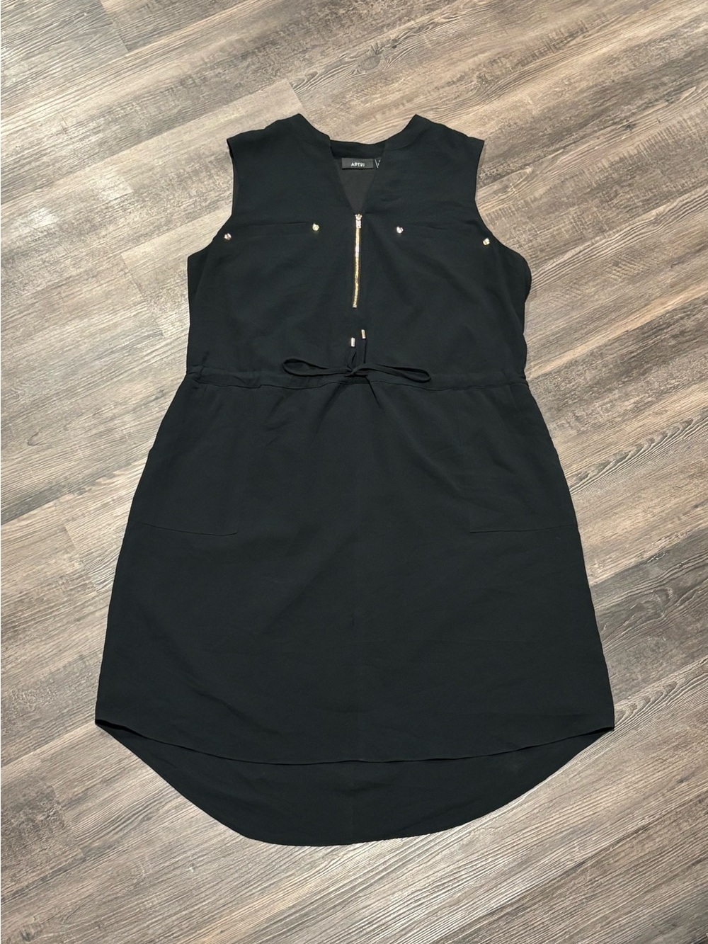 Apt. 9 Black Sleeveless Zip-Front Tie-Waist Shift Dress